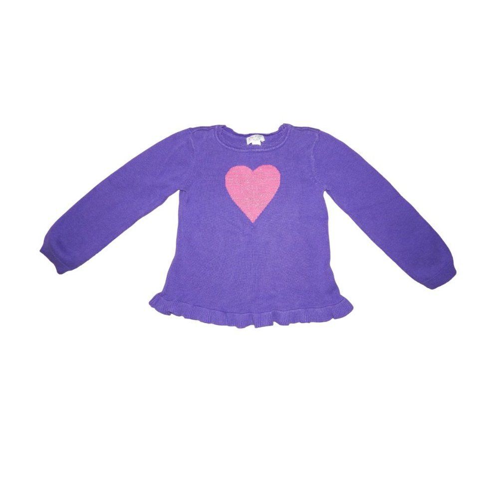 Children’s Place toddler girls 4T purple heart knit ruffle hem pullover sweater